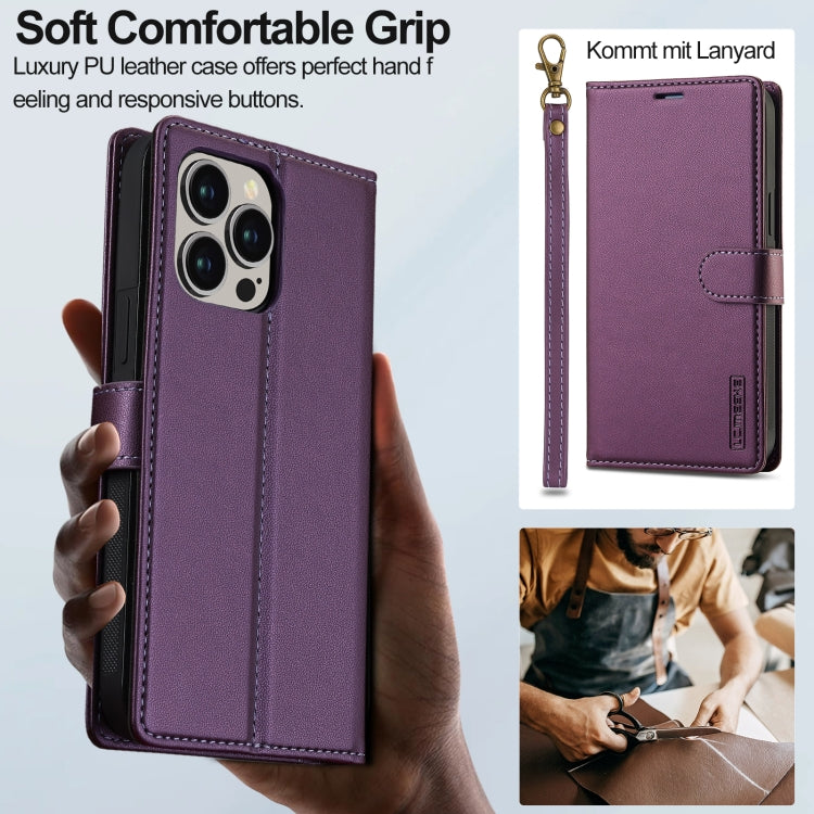 For iPhone 13 Pro Max LC.IMEEKE L2 Series Detachable Magsafe PU Phone Case with Lanyard(Purple) - iPhone 13 Pro Max Cases by LC.IMEEKE | Online Shopping UK | buy2fix