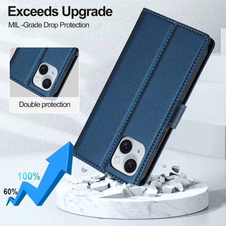 For iPhone 14 LC.IMEEKE L2 Series Detachable Magsafe PU Phone Case with Lanyard(Blue) - iPhone 14 Cases by LC.IMEEKE | Online Shopping UK | buy2fix