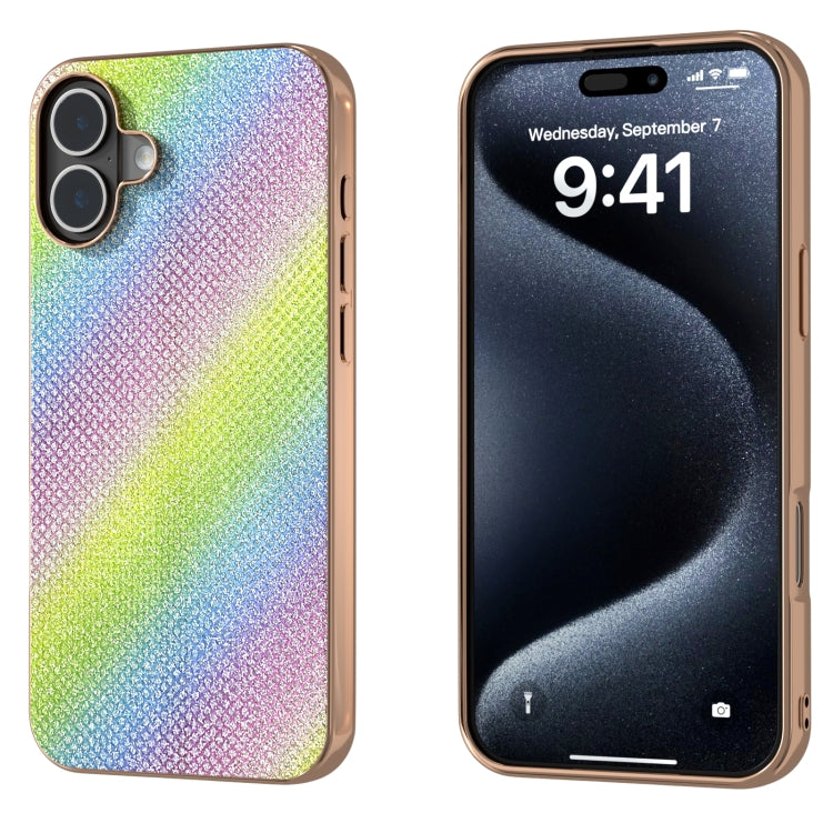 For iPhone 16 Plus Nano Plating Diamond Texture Phone Case(Rainbow) - iPhone 16 Plus Cases by buy2fix | Online Shopping UK | buy2fix