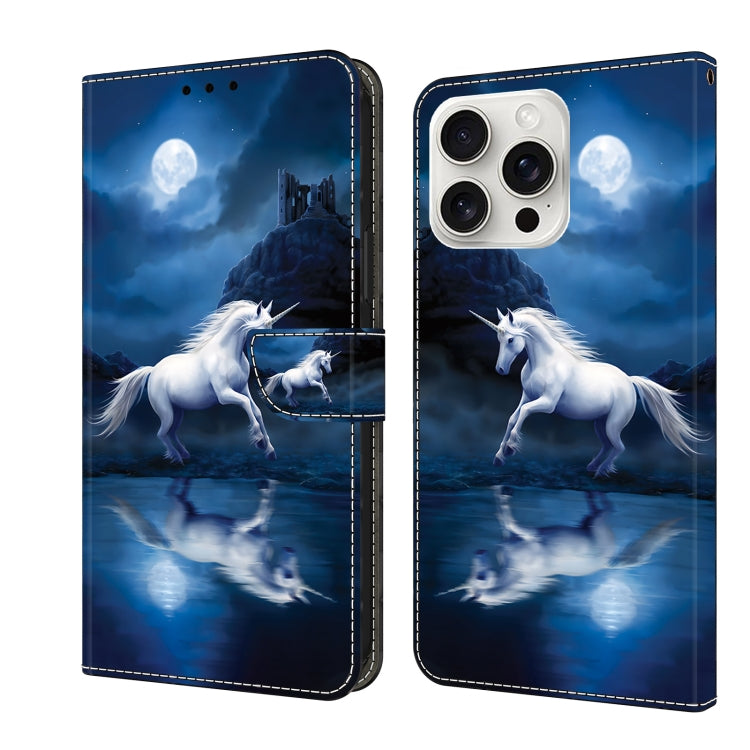 For iPhone 16 Pro Crystal Painted Leather Phone case(White Horse) - iPhone 16 Pro Cases by buy2fix | Online Shopping UK | buy2fix