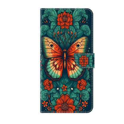 For iPhone 16 Pro Crystal Painted Leather Phone case(Flower Butterfly) - iPhone 16 Pro Cases by buy2fix | Online Shopping UK | buy2fix