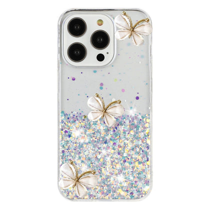 For iPhone 16 Pro Luminous Starry Sky Glitter Butterfly TPU Phone Case(White) - iPhone 16 Pro Cases by buy2fix | Online Shopping UK | buy2fix