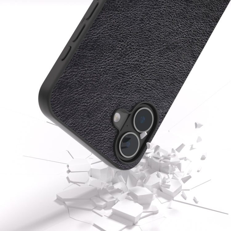 For iPhone 16 Dual Color Lichi Texture PU Phone Case(Black) - iPhone 16 Cases by buy2fix | Online Shopping UK | buy2fix