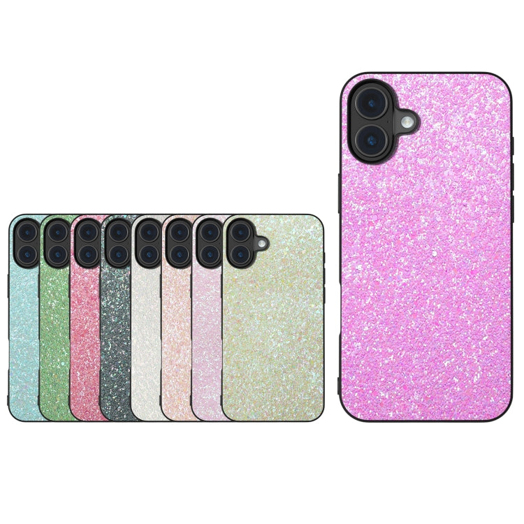 For iPhone 16 Black Frame Colorful Glitter Phone Case(Glitter Pink) - iPhone 16 Cases by buy2fix | Online Shopping UK | buy2fix