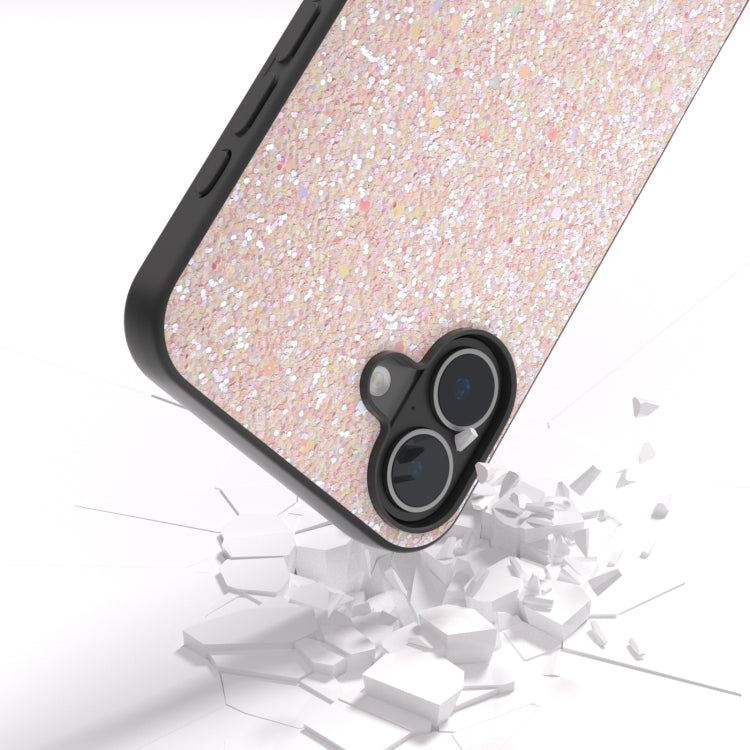 For iPhone 16 Black Frame Colorful Glitter Phone Case(Pink) - iPhone 16 Cases by buy2fix | Online Shopping UK | buy2fix