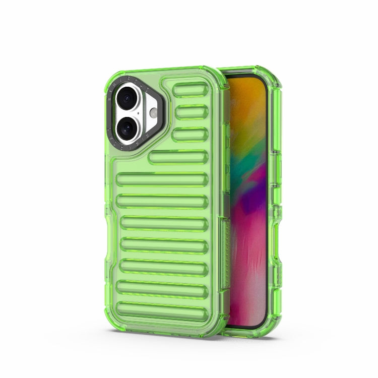 For iPhone 16 High Transparency TPU Hybrid PC Airbag Phone Case(Transparent Green) - iPhone 16 Cases by buy2fix | Online Shopping UK | buy2fix