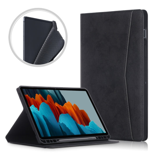 For Samsung Galaxy Tab S8 / Galaxy Tab S7 T870/T875 TPU Front Support Horizontal Flip Leather Case with Holder & Pen Slot & Sleep / Wake-up Function(Black) - Galaxy Tab S8 Cases by buy2fix | Online Shopping UK | buy2fix