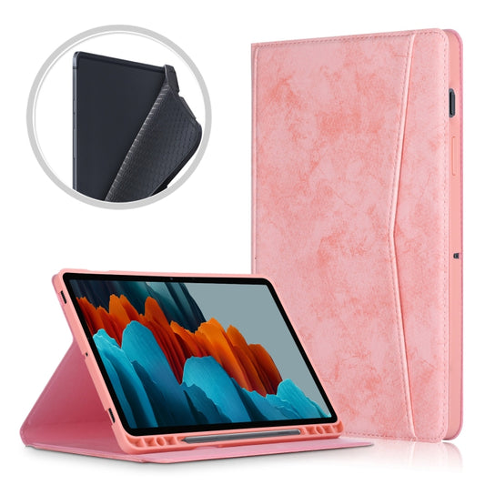 For Samsung Galaxy Tab S8 / Galaxy Tab S7 T870/T875 TPU Front Support Horizontal Flip Leather Case with Holder & Pen Slot & Sleep / Wake-up Function(Pink) - Galaxy Tab S8 Cases by buy2fix | Online Shopping UK | buy2fix