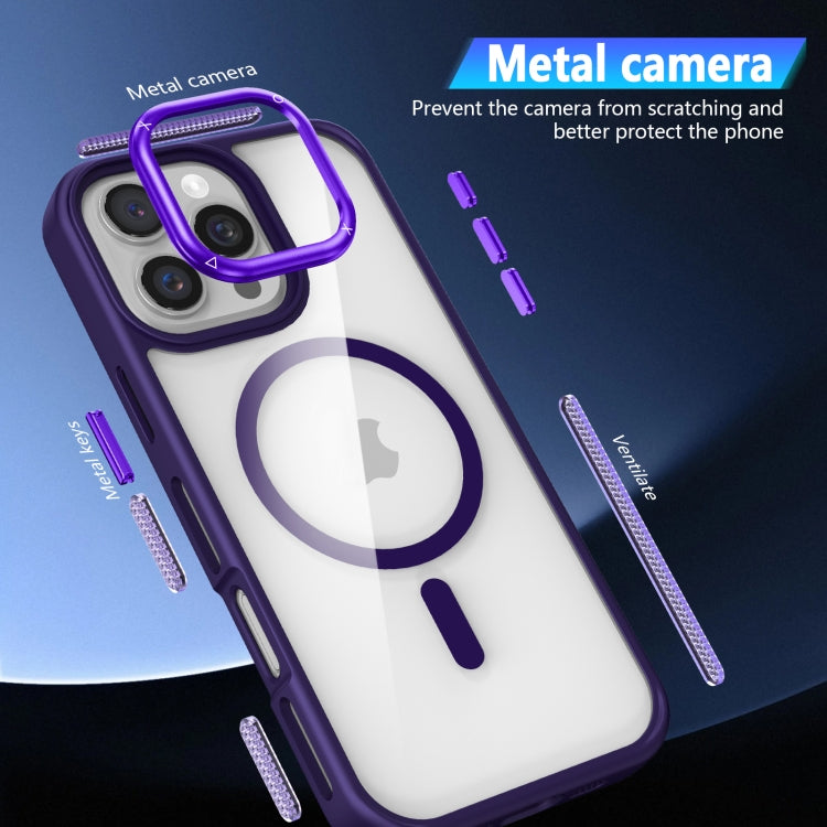 For iPhone 16 Pro Max Breathable Skin Feel Transparent MagSafe Magnetic Phone Case(Purple) - iPhone 16 Pro Max Cases by buy2fix | Online Shopping UK | buy2fix