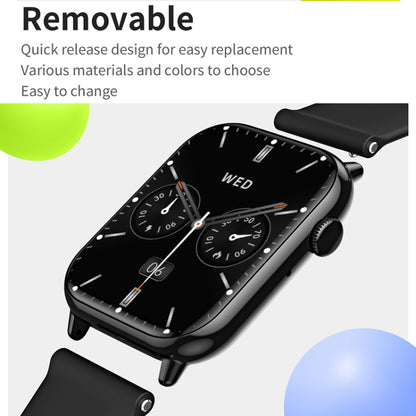 HD15 1.75 inch Silicone Strap IP68 Waterproof Smart Watch, Support Sedentary Reminder / Sleep Monitoring(Black) - Smart Watches by buy2fix | Online Shopping UK | buy2fix