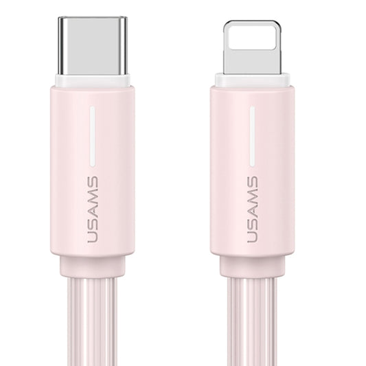 USAMS SJ735 1m 30W Type-C to 8 Pin Bicolor Design Fast Charging Cable(Pink) - 2 in 1 Cable by USAMS | Online Shopping UK | buy2fix