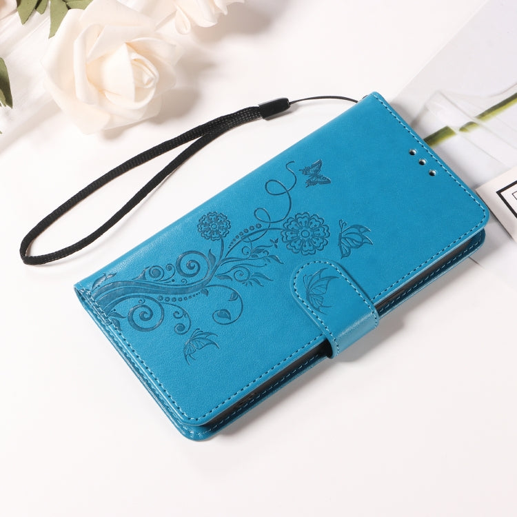 For iPhone SE 2024 Embossed Butterfly Flowers Leather Phone Case(Blue) - iPhone 13 Cases by buy2fix | Online Shopping UK | buy2fix