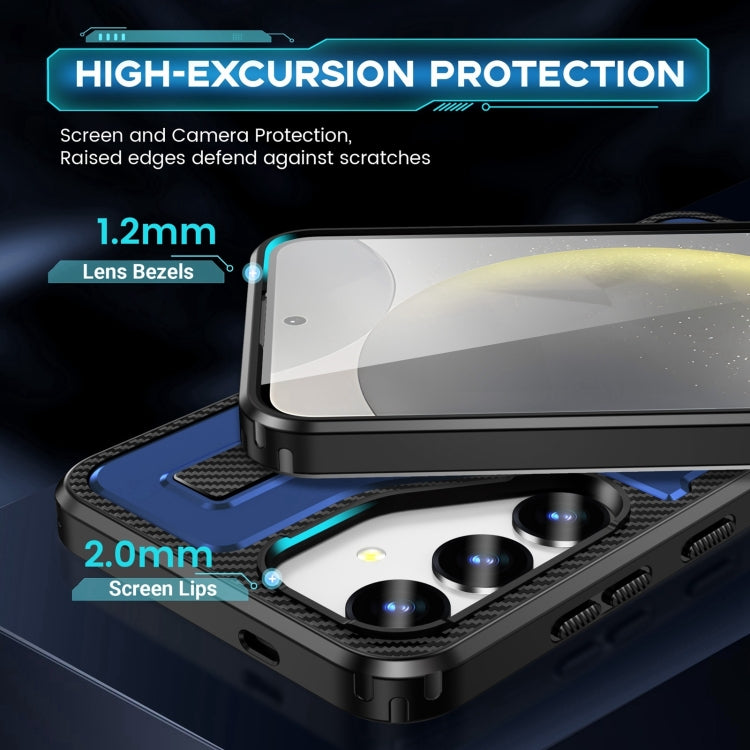 For Samsung Galaxy S25+ 5G Ring Holder Carbon Fiber PC Hybrid TPU Phone Case(Blue) - Galaxy S25+ 5G Cases by buy2fix | Online Shopping UK | buy2fix