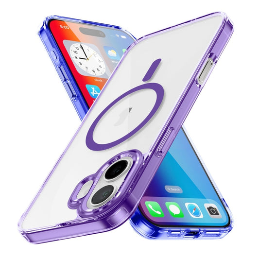 For iPhone 16 Ice Color Magnetic Series Magsafe Magnetic PC Hybrid TPU Phone Case(Purple) - iPhone 16 Cases by buy2fix | Online Shopping UK | buy2fix