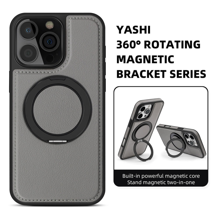 For iPhone 16 Yashi 360 Degree Rotating MagSafe Holder Phone Case(Grey) - iPhone 16 Cases by buy2fix | Online Shopping UK | buy2fix