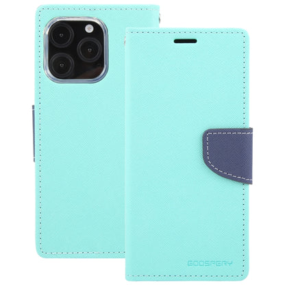 For iPhone 16 Pro GOOSPERY FANCY DIARY Cross Texture Leather Phone Case(Mint Green) - iPhone 16 Pro Cases by GOOSPERY | Online Shopping UK | buy2fix