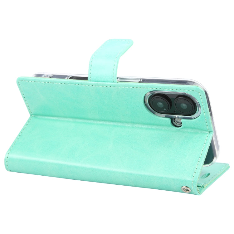 For iPhone 16 GOOSPERY BLUE MOON Crazy Horse Texture Leather Phone Case(Mint Green) - iPhone 16 Cases by GOOSPERY | Online Shopping UK | buy2fix