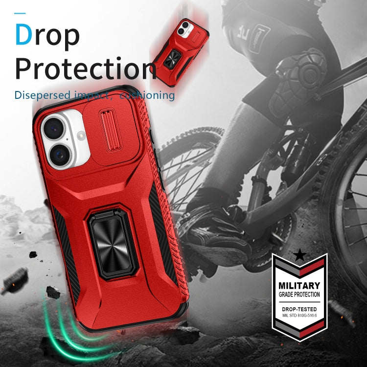 For iPhone 16 Sliding Camshield Holder Phone Case(Red) - iPhone 16 Cases by buy2fix | Online Shopping UK | buy2fix