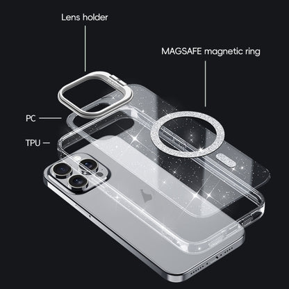 For iPhone 16 Pro Shiny Shield MagSafe Lens Holder Phone Case(Black) - iPhone 16 Pro Cases by buy2fix | Online Shopping UK | buy2fix