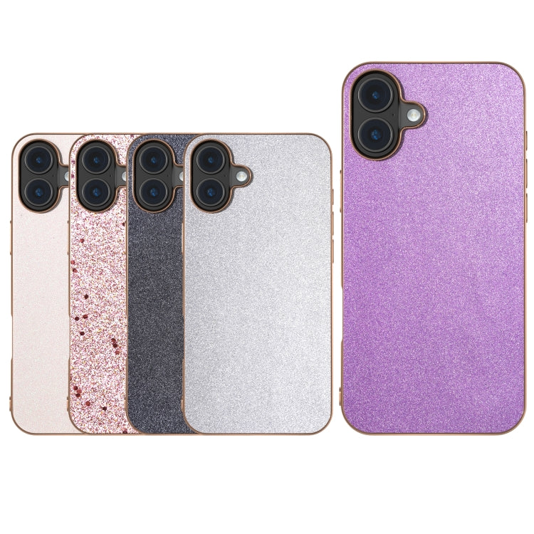 For iPhone 16 Plus Electroplating Frame Glitter Shockproof Phone Case(Gold Pink) - iPhone 16 Plus Cases by buy2fix | Online Shopping UK | buy2fix