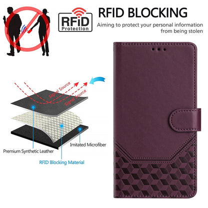 For Sony Xperia 10 VI 2024 Honeycomb Embossing RFID Leather Phone Case(Violet) - Sony Cases by buy2fix | Online Shopping UK | buy2fix