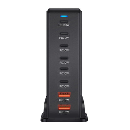 YMX-986 286W 6Type-C, 3USB 8-Ports Desktop Fast Charger, Plug Type:EU Plug(Black) - Multifunction Charger by buy2fix | Online Shopping UK | buy2fix