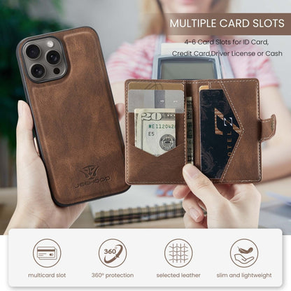 For iPhone 16 Pro JEEHOOD J01 Retro Magnetic Detachable Wallet Phone Case(Brown) - iPhone 16 Pro Cases by JEEHOOD | Online Shopping UK | buy2fix