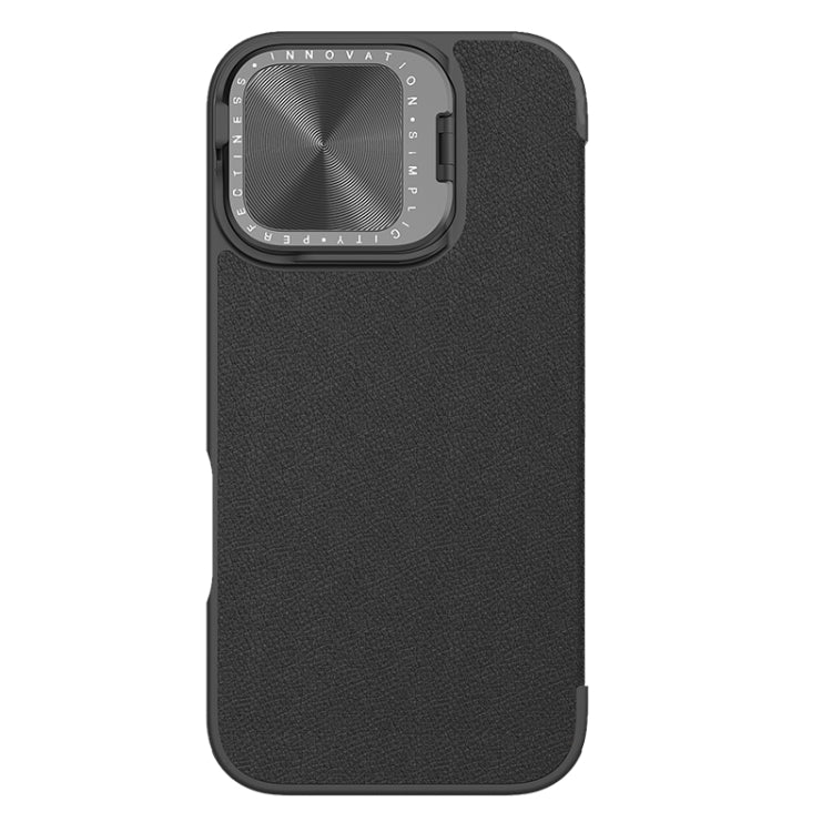 For iPhone 16 NILLKIN Qin Prop Series Flip Camera Cover Design Leather Phone Case(Plain Leather Black) - More iPhone Cases by NILLKIN | Online Shopping UK | buy2fix