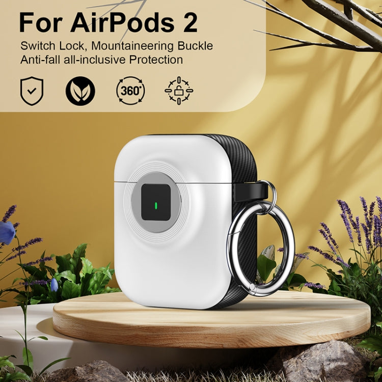 For AirPods 1 / 2 Camera Series PC + TPU Headset Shockproof Carbon Fibre Case(White) - For AirPods 1/2 by buy2fix | Online Shopping UK | buy2fix