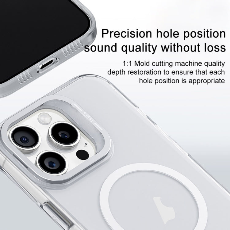 For iPhone 16 Pro TGVIS Stand Series MagSafe Phone Case with Lens Frame Holder(Transparent) - iPhone 16 Pro Cases by TGVIS | Online Shopping UK | buy2fix