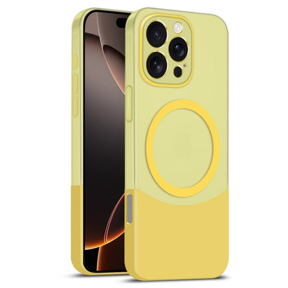 For iPhone 16 Pro Dual Color Stitching MagSafe Magnetic PC Phone Case(Yellow) - iPhone 16 Pro Cases by buy2fix | Online Shopping UK | buy2fix