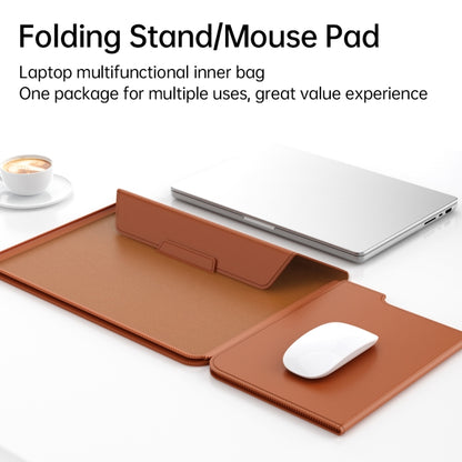 Multifunctional Laptop PU Magnetic Stand Split Liner Bag with Mouse Pad Function, Size:13-14 inch(Dark Green) - 13.3 inch by buy2fix | Online Shopping UK | buy2fix