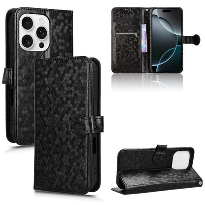 For iPhone 16 Pro Max Honeycomb Dot Texture Leather Phone Case(Black) - iPhone 16 Pro Max Cases by buy2fix | Online Shopping UK | buy2fix