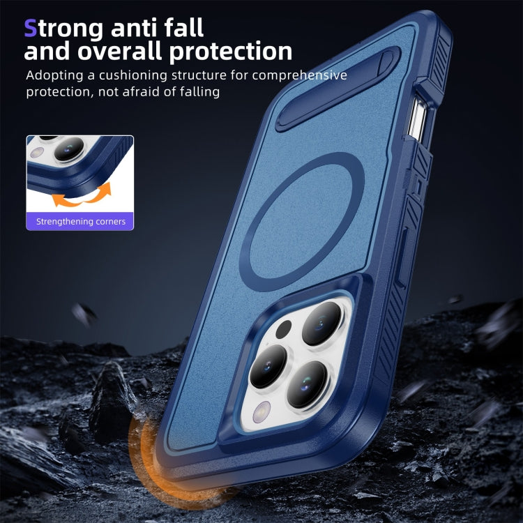 For iPhone 16 Pro Max Guard MagSafe Holder Matte PC Hybrid TPU Phone Case(Royal Blue) - iPhone 16 Pro Max Cases by buy2fix | Online Shopping UK | buy2fix