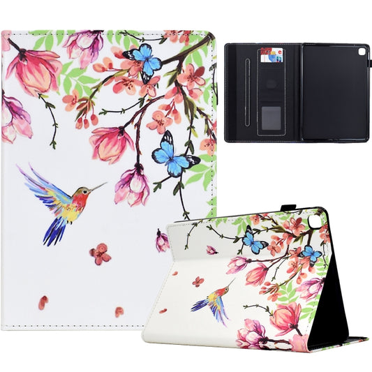 For Samsung Galaxy Tab S6 Lite 2020 Painted Pattern Leather Tablet Case(Flowers Bird) - Tab S6 Lite P610 / P615 by buy2fix | Online Shopping UK | buy2fix