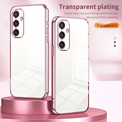 For Samsung Galaxy S25 5G Transparent Plating Fine Hole Phone Case(Pink) - Galaxy S25 5G Cases by buy2fix | Online Shopping UK | buy2fix