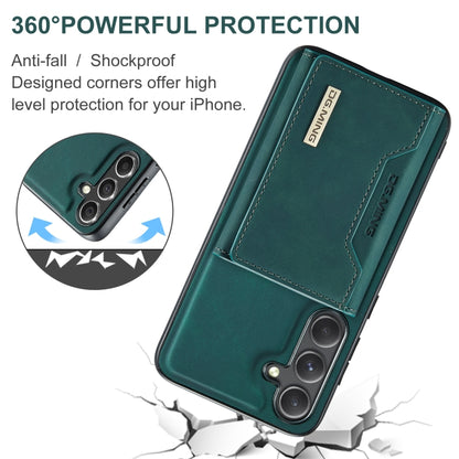 For Samsung Galaxy S24 FE 5G DG.MING M2 Series 3-Fold Multi Card Bag + Magnetic Phone Case(Green) - Galaxy S24 FE 5G Cases by DG.MING | Online Shopping UK | buy2fix