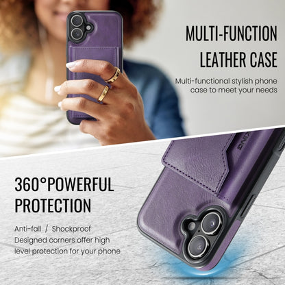 For iPhone 16 Plus DG.MING MAGKING-K2 Series MagSafe RFID Card Bag Detachable Phone Case(Purple) - iPhone 16 Plus Cases by DG.MING | Online Shopping UK | buy2fix