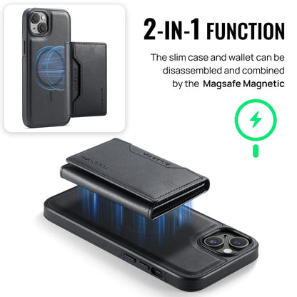 For iPhone 14 DG.MING MAGKING-K2 Series MagSafe RFID Card Bag Detachable Phone Case(Black) - iPhone 14 Cases by DG.MING | Online Shopping UK | buy2fix