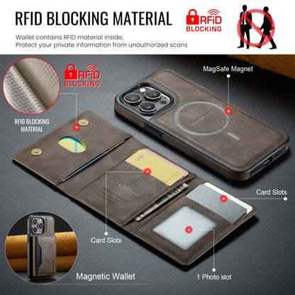 For iPhone 14 Pro DG.MING MAGKING-K2 Series MagSafe RFID Card Bag Detachable Phone Case(Coffee) - iPhone 14 Pro Cases by DG.MING | Online Shopping UK | buy2fix