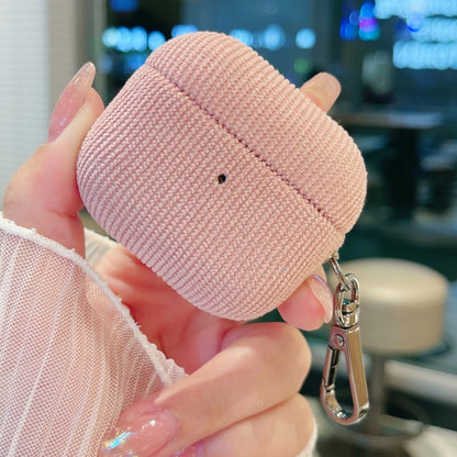 For AirPods 3 Corduroy Cloth Pattern Earphone Protective Case(Pink) - For AirPods 3 by buy2fix | Online Shopping UK | buy2fix