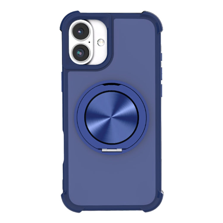 For iPhone 16 CD Texture 360 Degree Rotating Holder MagSafe Phone Case(Blue) - iPhone 16 Cases by buy2fix | Online Shopping UK | buy2fix