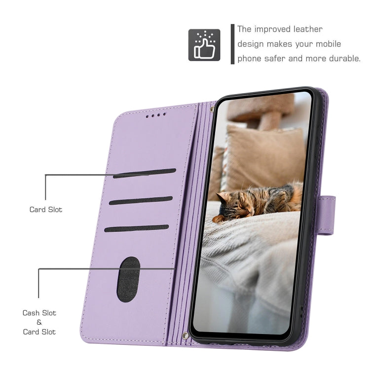 For Motorola Edge 2024 5G Embossed Kitten Phone Leather Case with Lanyard(Purple) - Motorola Cases by buy2fix | Online Shopping UK | buy2fix