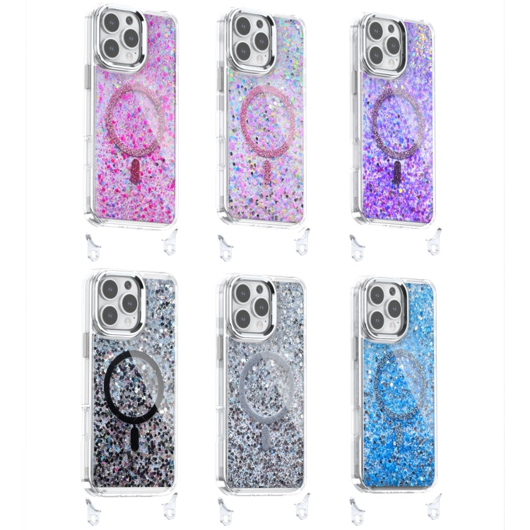 For iPhone 16 Plus Epoxy Glitter MagSafe Magnetic TPU Phone Case(Black) - iPhone 16 Plus Cases by buy2fix | Online Shopping UK | buy2fix