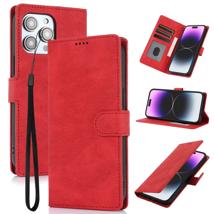 For iPhone 16 Pro Fantasy Skin-feel Calfskin Texture Leather Phone Case(Red) - iPhone 16 Pro Cases by buy2fix | Online Shopping UK | buy2fix