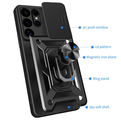 For Samsung Galaxy S25 Ultra 5G Sliding Camera Cover Design TPU+PC Phone Case(Black) - Galaxy S25 Ultra 5G Cases by buy2fix | Online Shopping UK | buy2fix