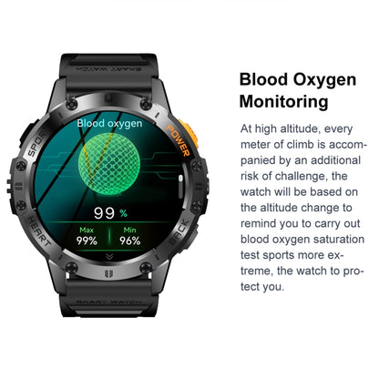 LEMFO K65 1.43 inch Bluetooth Call Smart Watch, Support Heart Rate / Blood Oxygen(Black) - Smart Watches by LEMFO | Online Shopping UK | buy2fix