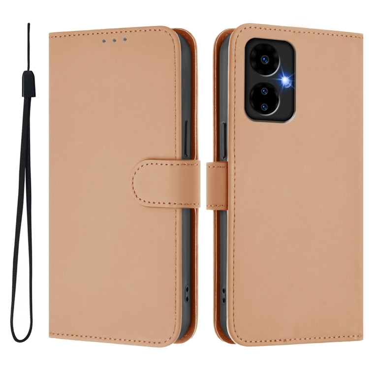 For Boost MobIle Celero 5G 2024 / 3 5G Skin Feel Solid Color Leather Phone Case with Lanyard(Nude) - More Brand by buy2fix | Online Shopping UK | buy2fix