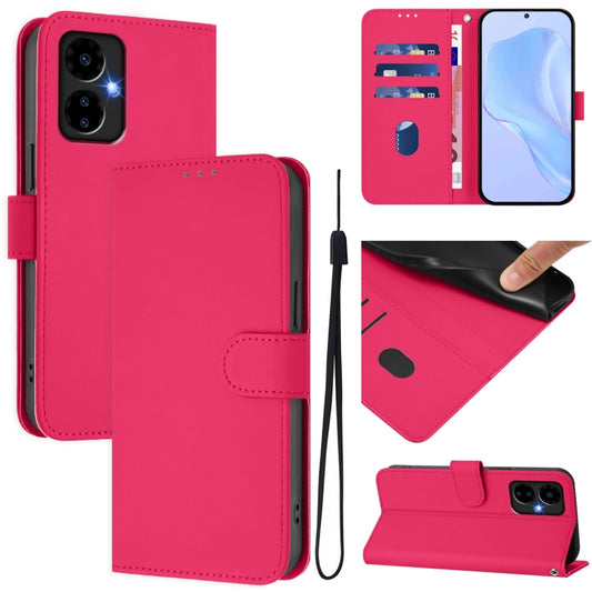 For Boost MobIle Celero 5G 2024 / 3 5G Skin Feel Solid Color Leather Phone Case with Lanyard(Rose Red) - More Brand by buy2fix | Online Shopping UK | buy2fix