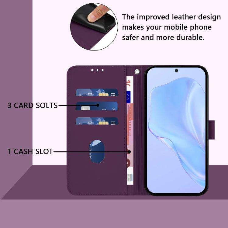 For Boost MobIle Celero 5G 2024 / 3 5G Skin Feel Solid Color Leather Phone Case with Lanyard(Violet) - More Brand by buy2fix | Online Shopping UK | buy2fix